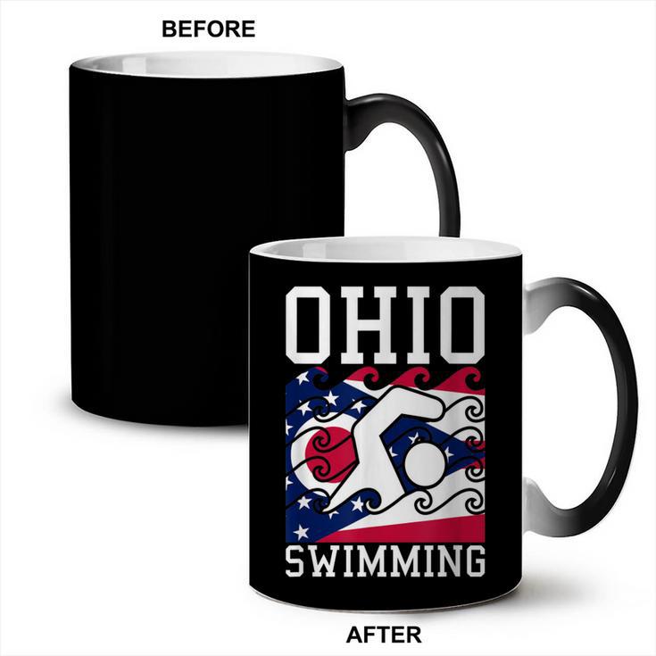Ohio Flag Swimming Team Swim Swimmer US State Coffee Color Changing Mug