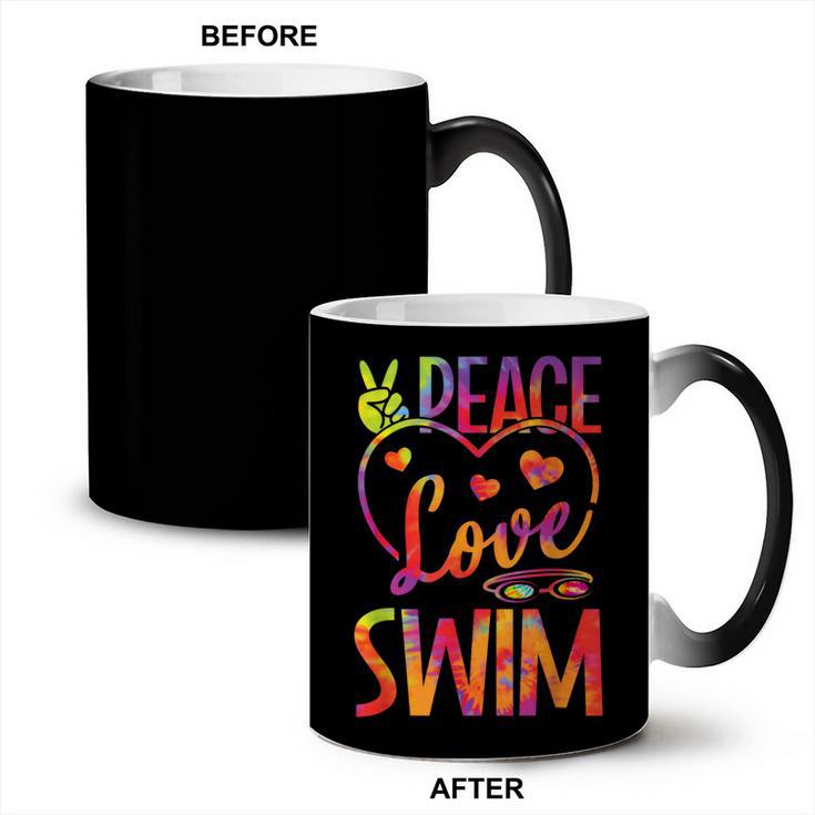 Peace Love Swim Swimming Tie Dye Swimmer Swimming Swim Team Coffee Color Changing Mug