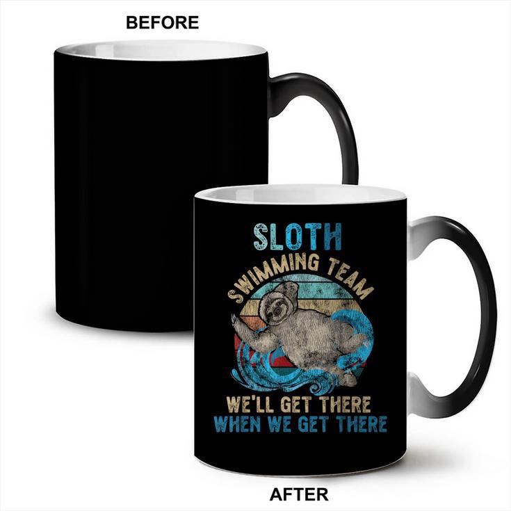Swimmer Swim Sloth Swimming Team Retro Coffee Color Changing Mug