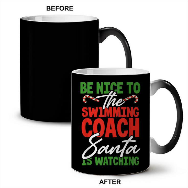 Swimming Coach Christmas Xmas Swimming Santa Coffee Color Changing Mug