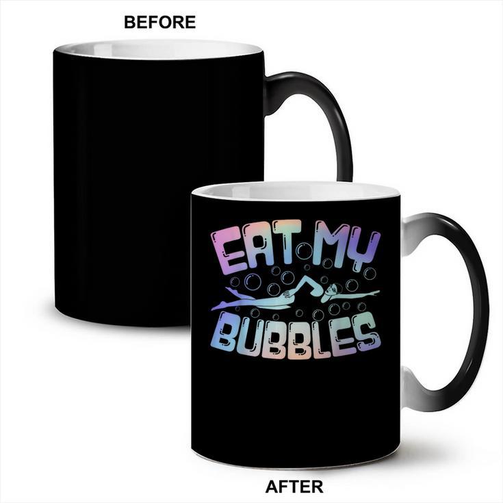 Swimming Eat My Bubbles Swim Watercolour Coffee Color Changing Mug