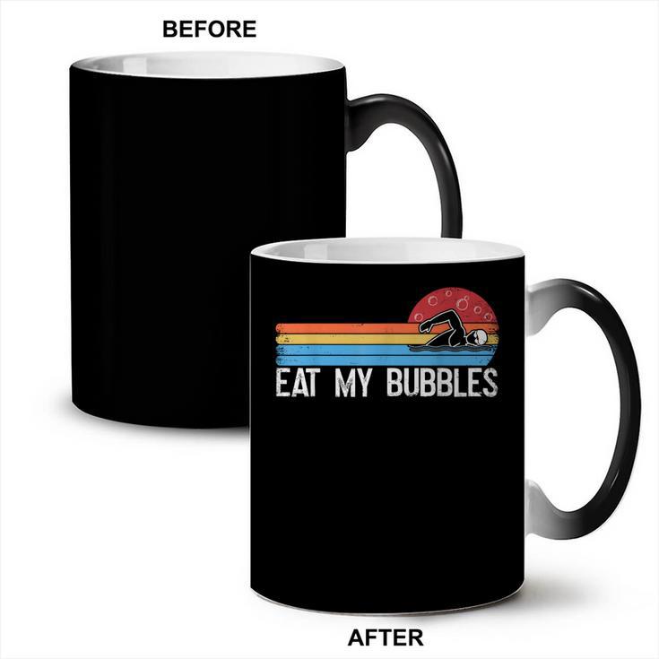 Swimming Swimmer Eat My Bubbles Swim Retro Coffee Color Changing Mug