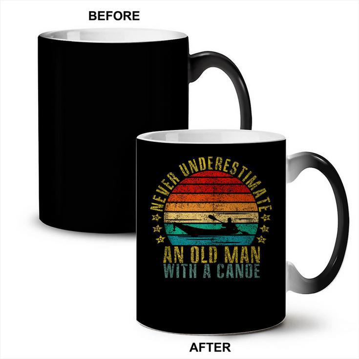 Never Underestimate An Old Man With a Canoe Retro Sleeveless Coffee Color Changing Mug