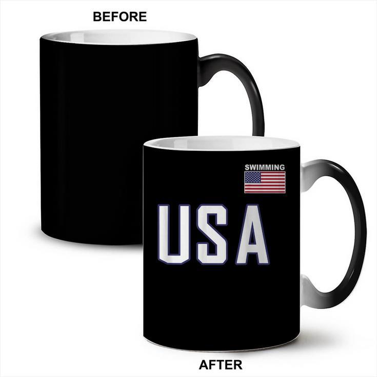USA Flag Swim Swimming Sport Practice Equipment Men Women Coffee Color Changing Mug