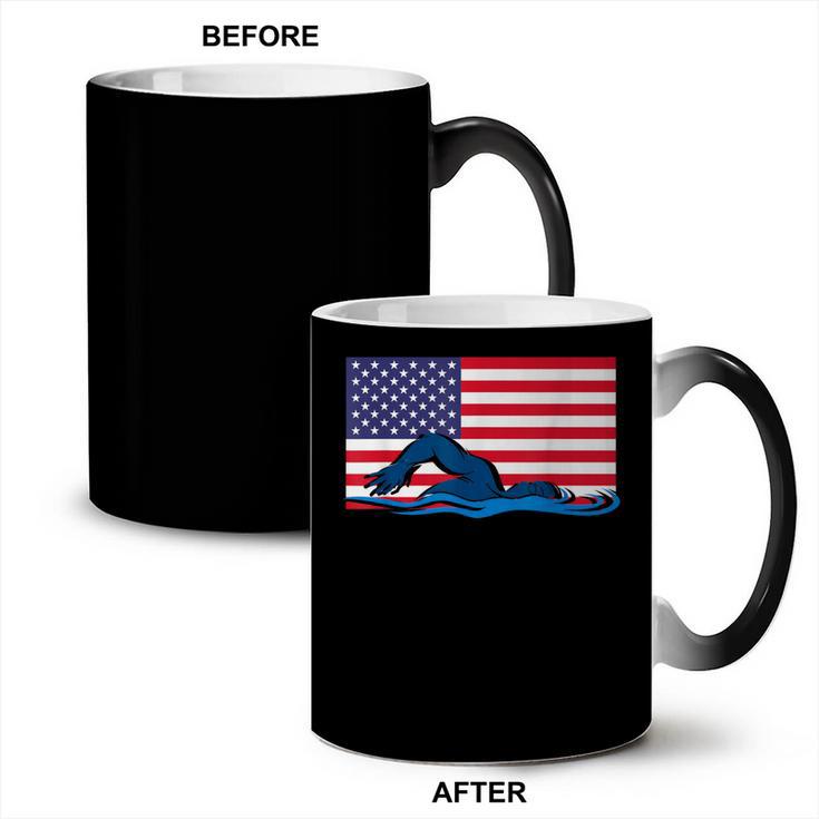USA Flag Swimmer Swimming Sport Athlete Swim Swimming Coffee Color Changing Mug