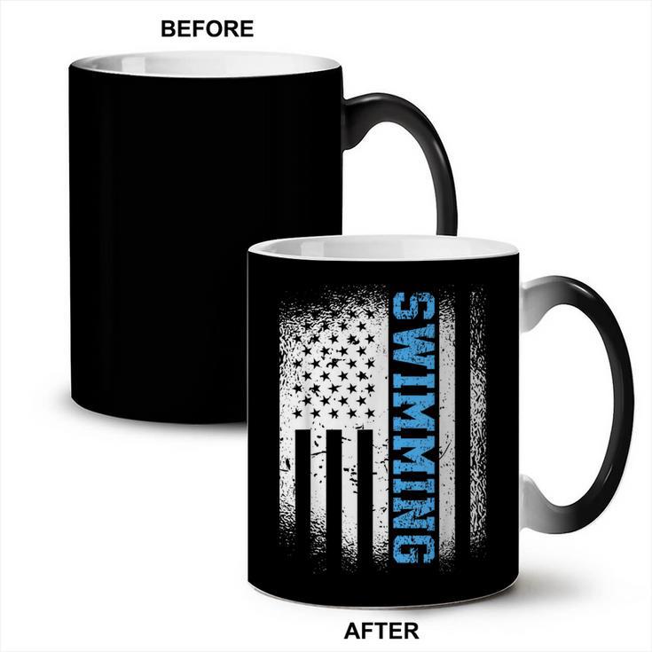 USA Flag Swimming Swim American Swimmer Coffee Color Changing Mug