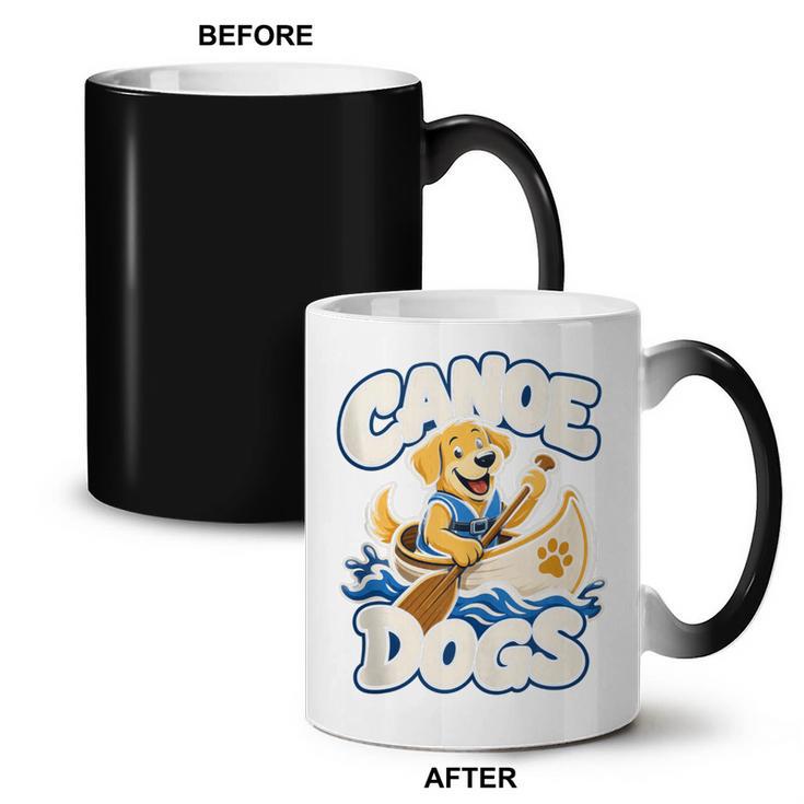 Canoe Dogs Golden Retriever Paddling Graphic Coffee Color Changing Mug, trending gift