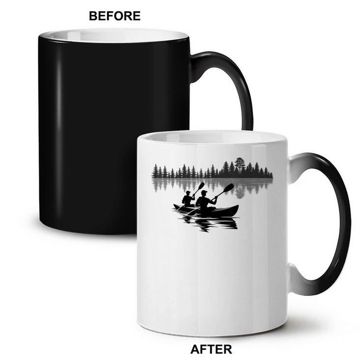 Canoe Silhouette Forest Lake Reflection Coffee Color Changing Mug