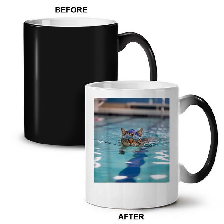 Competitive Swim Team Funny Kitty Cat Swimming Coffee Color Changing Mug, trending gift