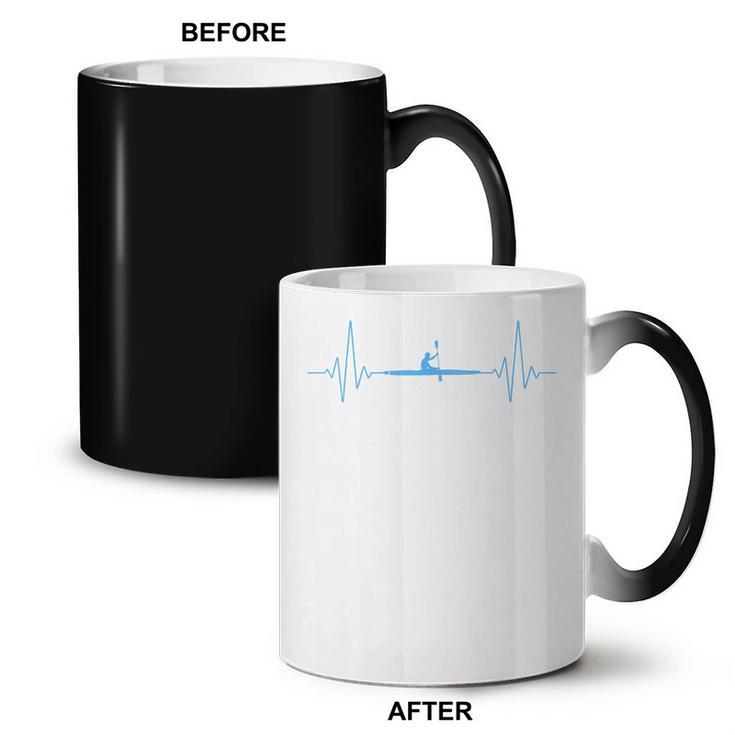 Cool Kayaking Heartbeat Canoe Boating Kayaks Outdoor Sport Coffee Color Changing Mug, trending gift