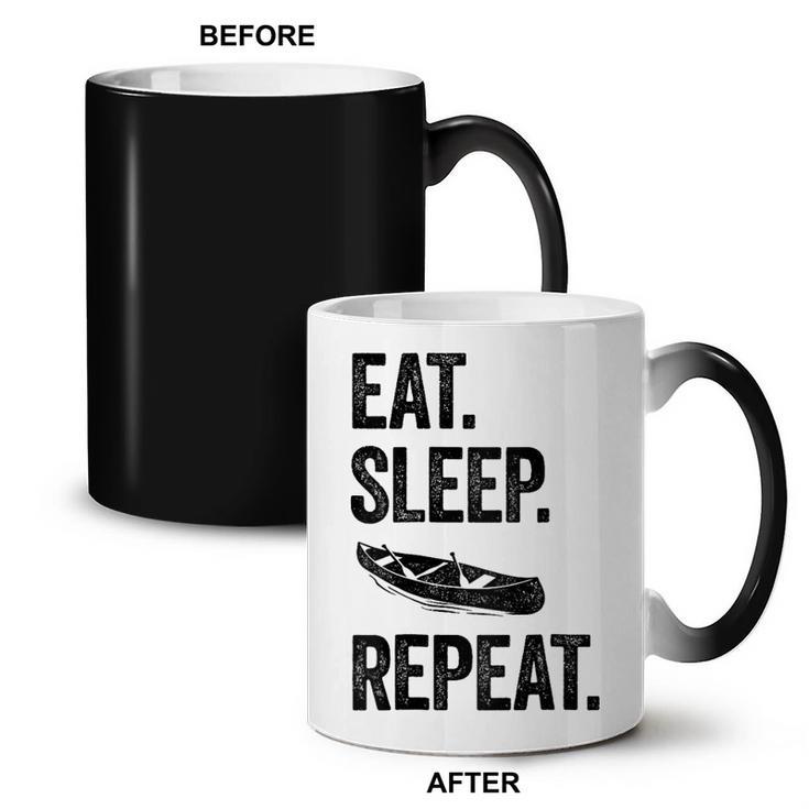 Eat Sleep Canoe Repeat Canoeing Outdoors Raglan Baseball Tee Coffee Color Changing Mug