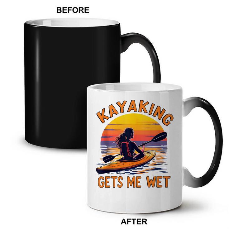 Kayaking Gets Me Wet Kayak Paddling Canoe Adult Joke Sleeveless Coffee Color Changing Mug, trending gift