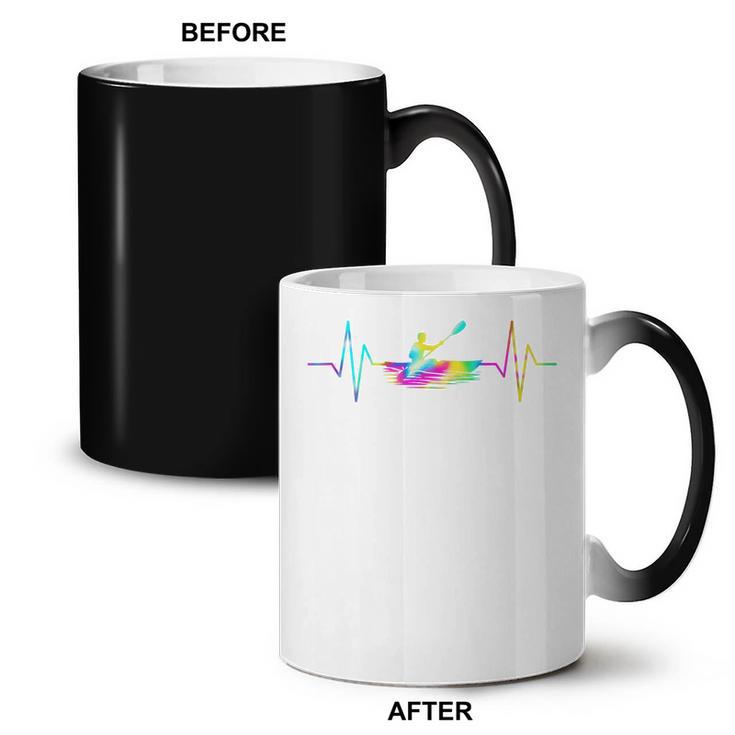 Kayaking Heartbeat Tie Dye Canoe Boating Kayaks Coffee Color Changing Mug, trending gift