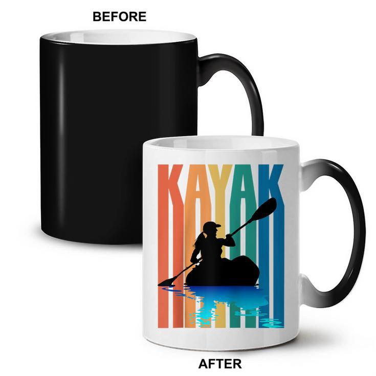 Kayaking Kayak Retro Art Canoe Raglan Baseball Tee Coffee Color Changing Mug