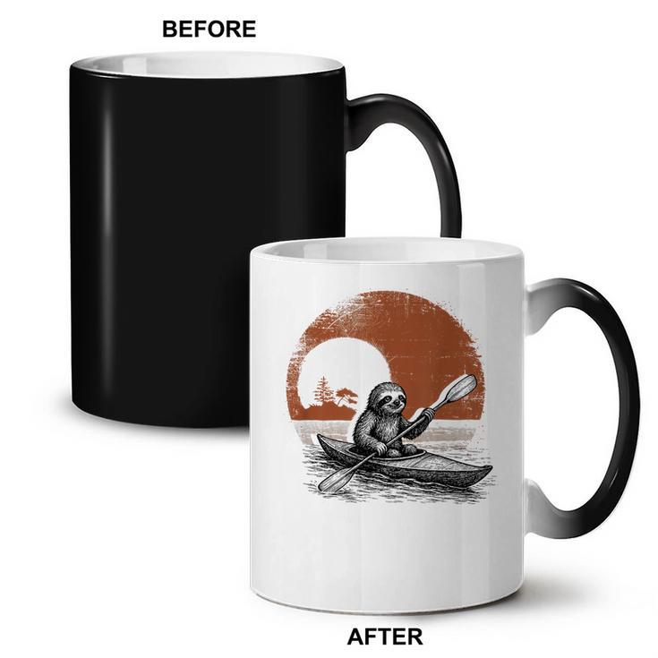 Kayaking Sloth Kayak Kayaker Canoe Paddling Coffee Color Changing Mug