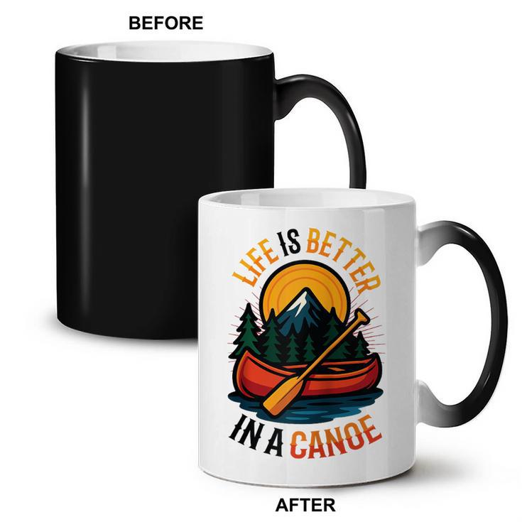 Life Is Better In A Canoe Canoeing Raglan Baseball Tee Coffee Color Changing Mug
