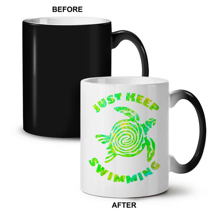 Sea Turtle Just Keep Swimming Ocean Beach Vacation Coffee Color Changing Mug, trending gift