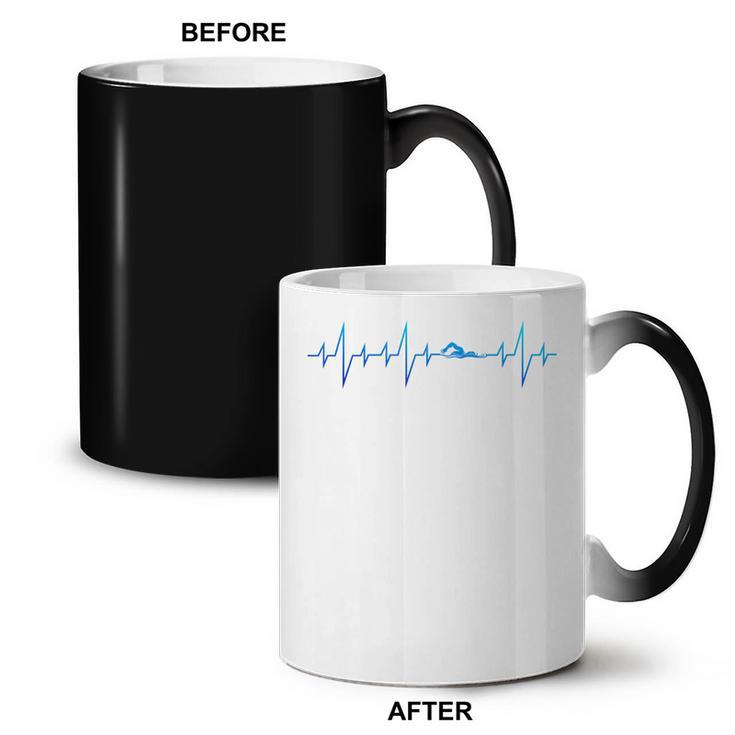 Sports Swimming Club Hobby Swimmer Heartbeat Swimming Coffee Color Changing Mug, trending gift