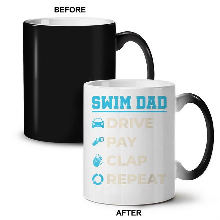 Swim Dad Drive Pay Clap Repeat Swimming Team Father Coffee Color Changing Mug, trending gift