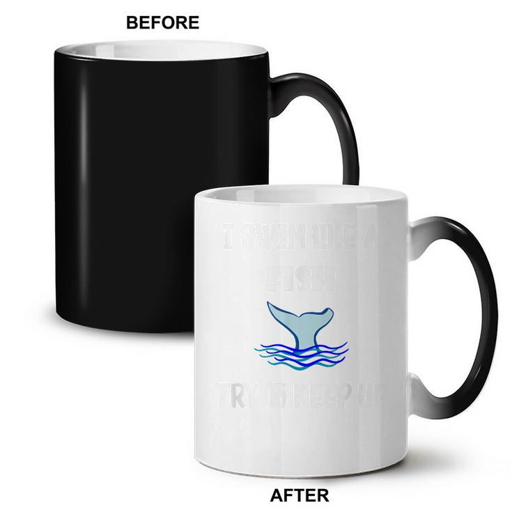 Swim Like a Fish Swimming Sport Exercise T Shirt Dk Coffee Color Changing Mug, trending gift