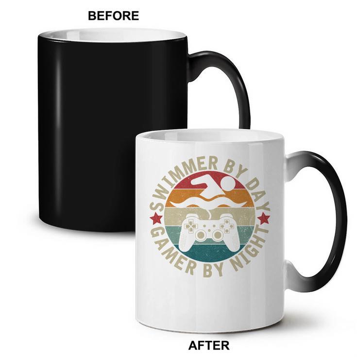 Swimmer By Day Gamer By Night Swimming Swim Gaming Coffee Color Changing Mug, trending gift Swimmer By Day Gamer By Night Swimming Swim Gaming Coffee Color Changing Mug, trending gift