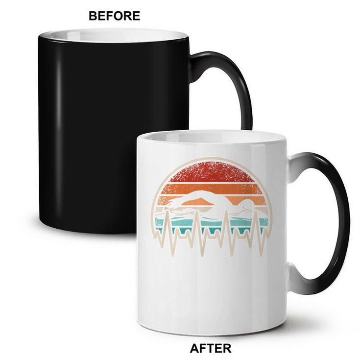 Swimming Heartbeat Retro Swim Swimmer Men Women Coffee Color Changing Mug, trending gift