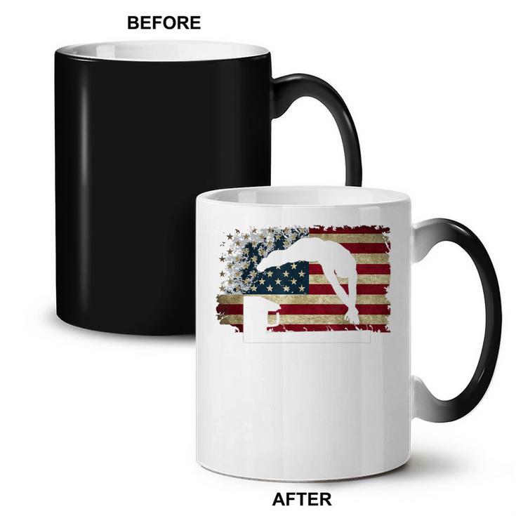 Swimming Swim Team Distressed American Flag USA Swimmer Coffee Color Changing Mug, trending gift Swimming Swim Team Distressed American Flag USA Swimmer Coffee Color Changing Mug, trending gift