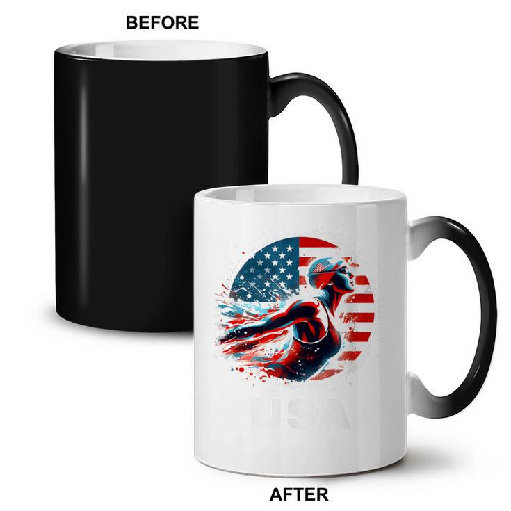 Swimming United States Apparel American Flag Swimming Coffee Color Changing Mug