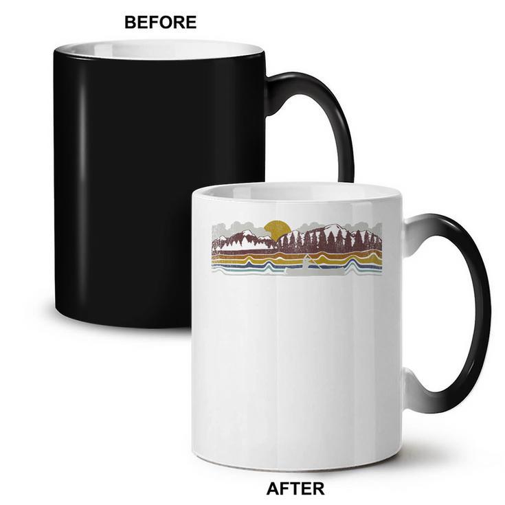 Trendy Canoe Silhouette Colourful Landscape Raglan Baseball Tee Coffee Color Changing Mug