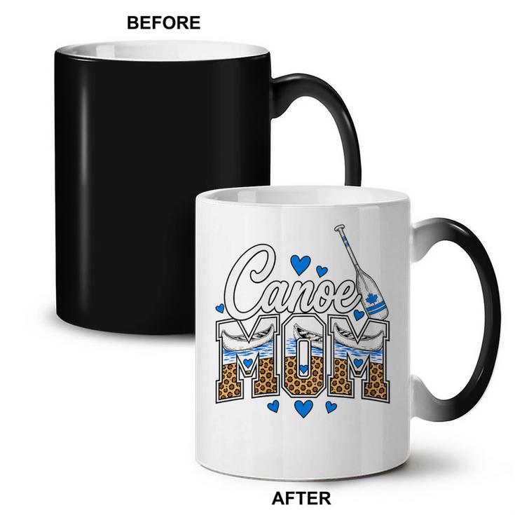 Women's Canoe Mom Leopard Print Paddle River Lake Sport Mother Coffee Color Changing Mug, trending gift