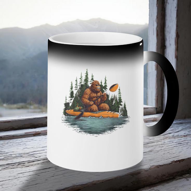 Bigfoot Kayak Paddling Lake Canoe Bigfoot Sasquatch Kayaking Coffee Color Changing Mug