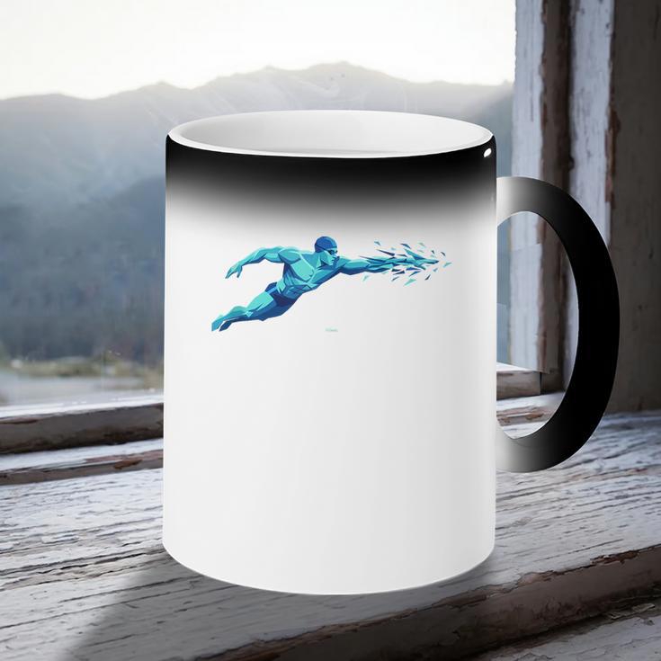 Blue Water Swimming In Freestyle Stroke Coffee Color Changing Mug