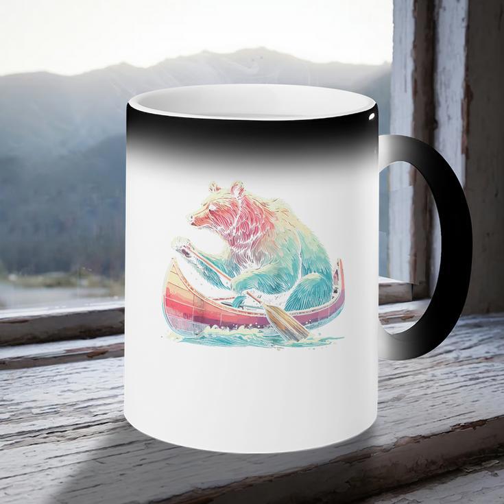 Canoe Bear Canoeing Raglan Baseball Tee Coffee Color Changing Mug
