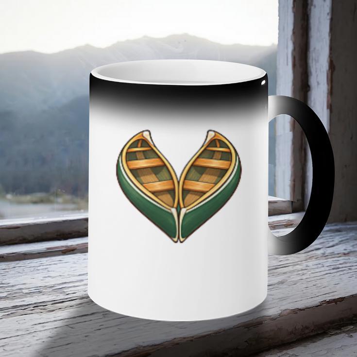 Canoe Heart Cute Minimalist Paddling Adventure Coffee Color Changing Mug Canoe Heart Cute Minimalist Paddling Adventure Coffee Color Changing Mug