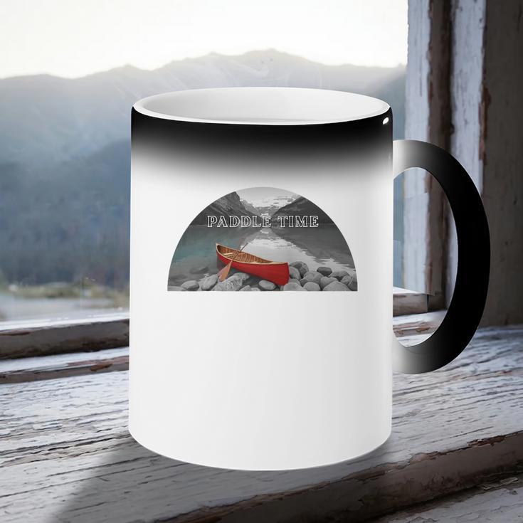 Canoe Lover Time To Paddle Raglan Baseball Tee Coffee Color Changing Mug