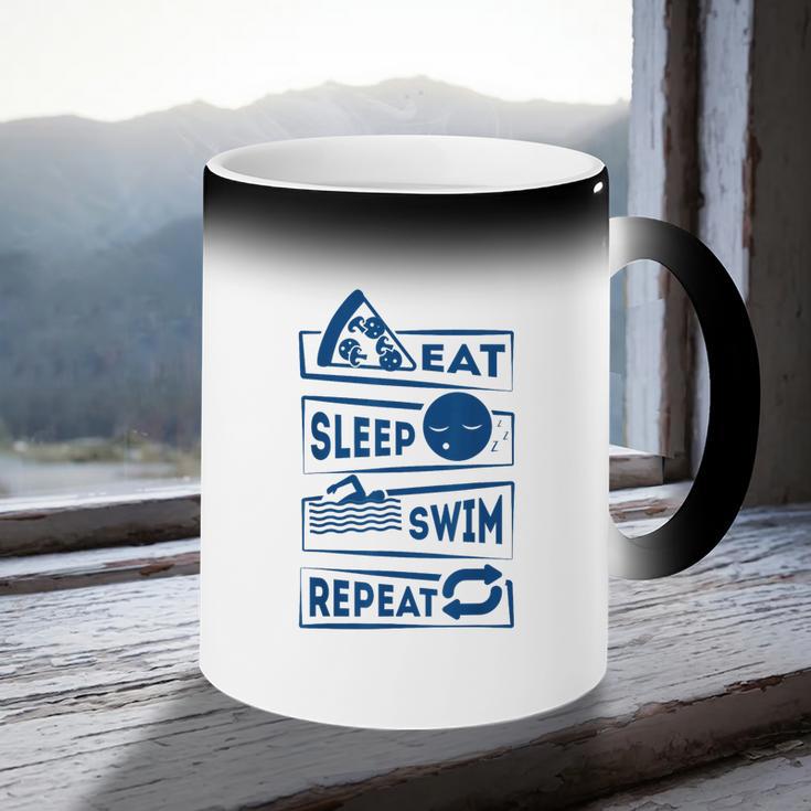 Eat Sleep Swimming Repeat Swimming Coffee Color Changing Mug Eat Sleep Swimming Repeat Swimming Coffee Color Changing Mug