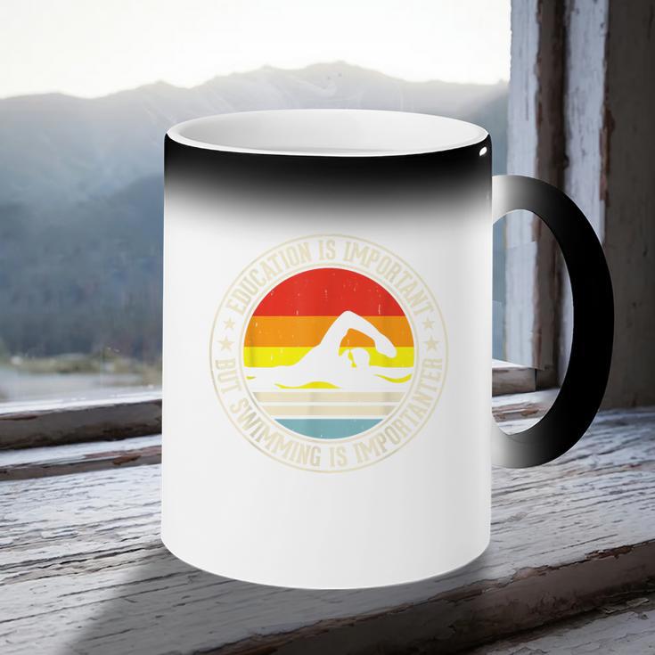 Education Is Important But Swimming Is Importanter Coffee Color Changing Mug Education Is Important But Swimming Is Importanter Coffee Color Changing Mug