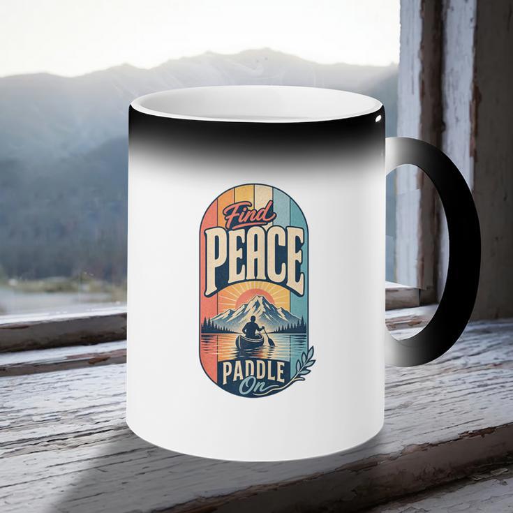Find Peace Paddle On Canoe Mountain Sunset Coffee Color Changing Mug