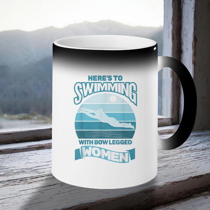 Here's To Swimming With Bow Legged Women Distressed Look Coffee Color Changing Mug Here's To Swimming With Bow Legged Women Distressed Look Coffee Color Changing Mug