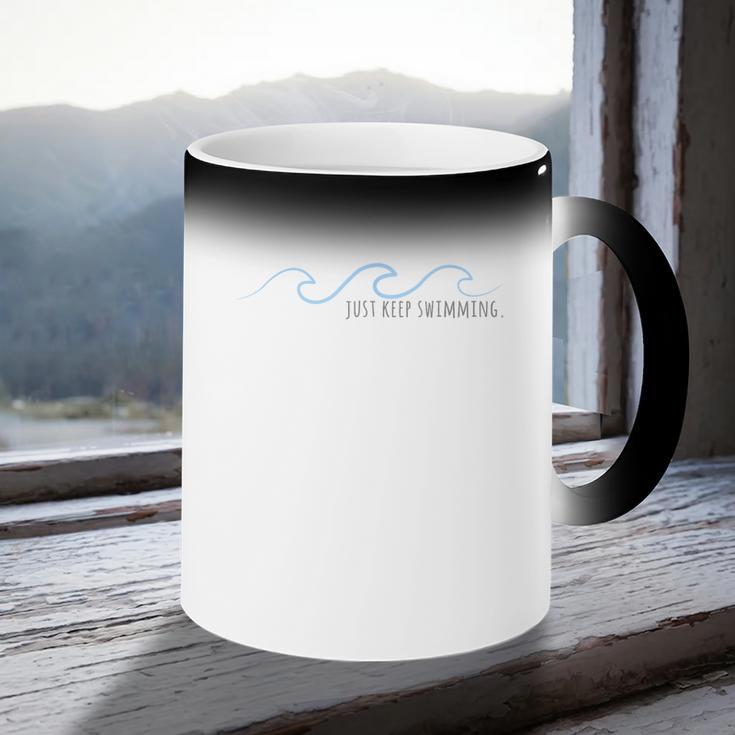 Just Keep Swimming With Aesthetic Wave Motivational Quote Coffee Color Changing Mug Just Keep Swimming With Aesthetic Wave Motivational Quote Coffee Color Changing Mug