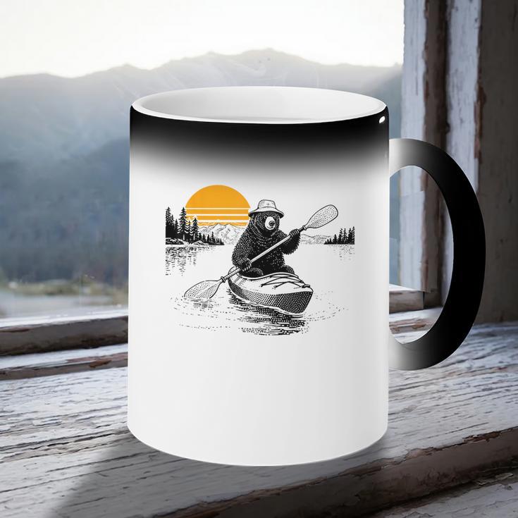 Kayaking Bear Retro Sunset Paddling Canoe Outdoor Adventure Coffee Color Changing Mug