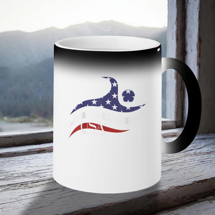Patriotic American Flag Floating USA Swimming Team Coffee Color Changing Mug Patriotic American Flag Floating USA Swimming Team Coffee Color Changing Mug