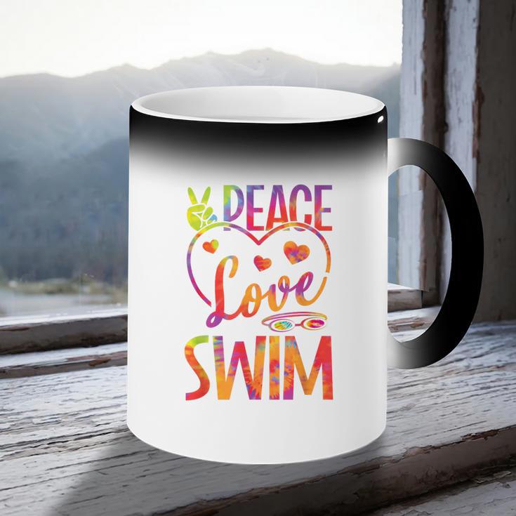 Peace Love Swim Swimming Tie Dye Swimmer Swimming Swim Team Coffee Color Changing Mug Peace Love Swim Swimming Tie Dye Swimmer Swimming Swim Team Coffee Color Changing Mug