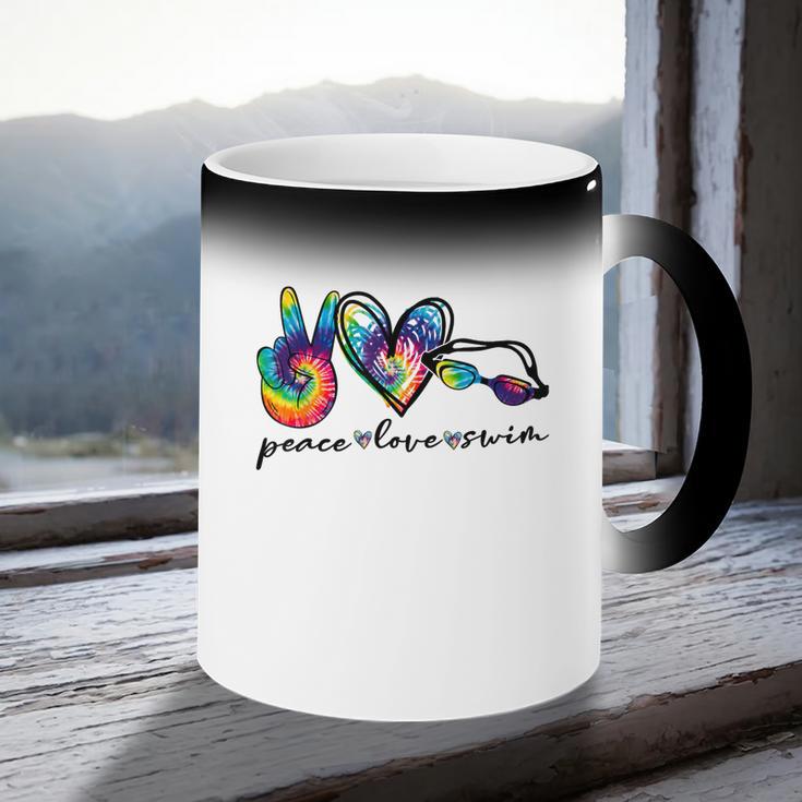 Peace Love Swim Tie Dye Swimmer Swimming Summer Trip Coffee Color Changing Mug Peace Love Swim Tie Dye Swimmer Swimming Summer Trip Coffee Color Changing Mug