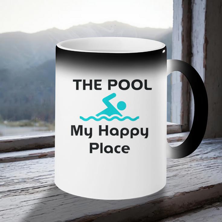 The Pool Is My Happy Place Swimming Quote Coffee Color Changing Mug The Pool Is My Happy Place Swimming Quote Coffee Color Changing Mug