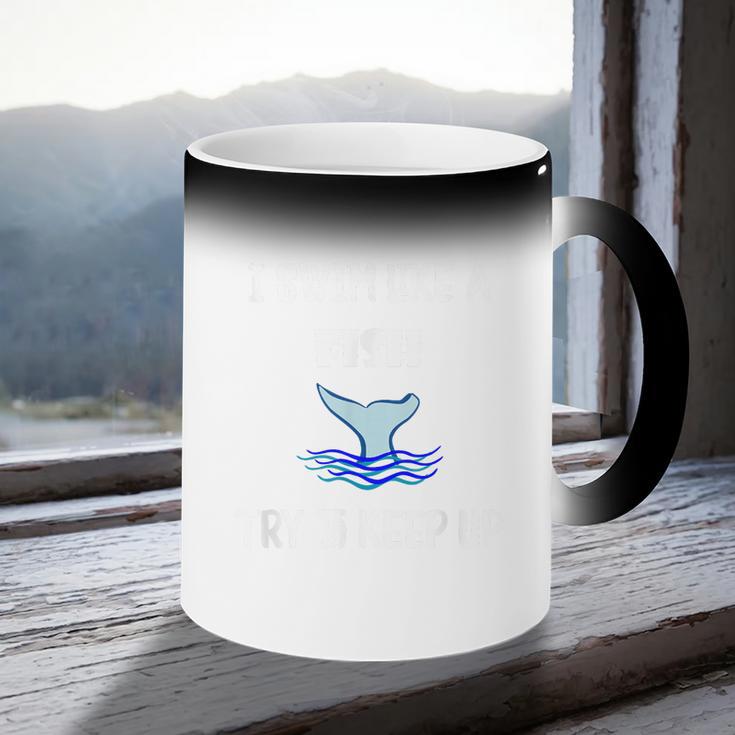 Swim Like a Fish Swimming Sport ExerciseShirt Dk Coffee Color Changing Mug