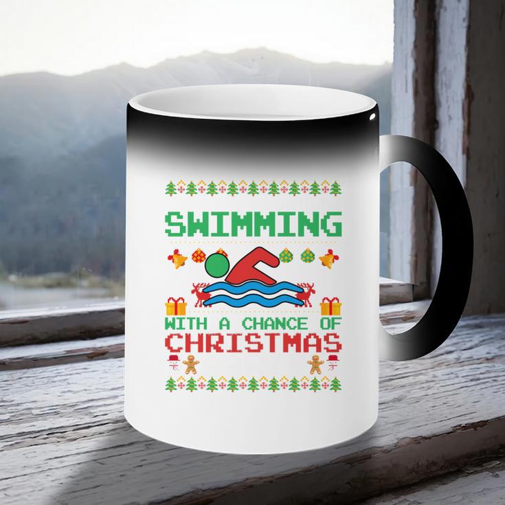 Swimming Christmas Party Swim Swimmer Christmas Ugly Style Coffee Color Changing Mug