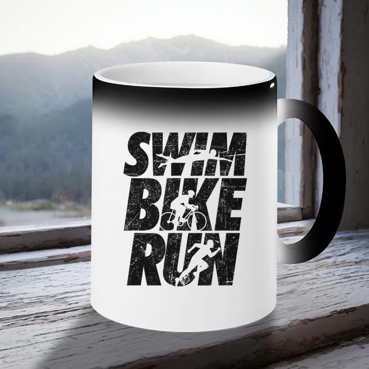 Swimming Cycling Running Triathlon Running Swimming Coffee Color Changing Mug