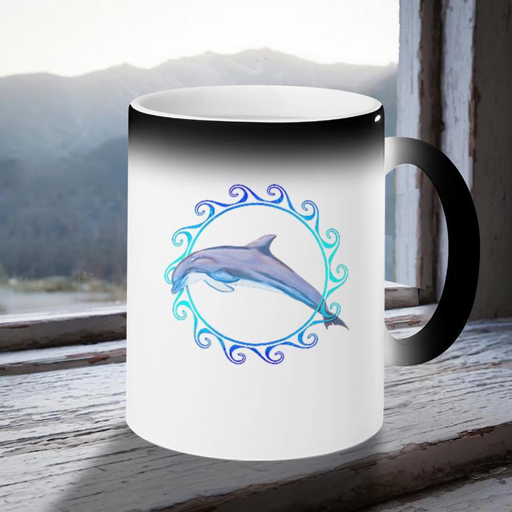Swimming Dolphin Maori Sun Tribal Waves 2-Sided Coffee Color Changing Mug Swimming Dolphin Maori Sun Tribal Waves 2-Sided Coffee Color Changing Mug