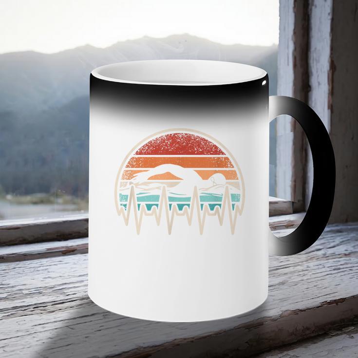Swimming Heartbeat Retro Swim Swimmer Men Women Coffee Color Changing Mug